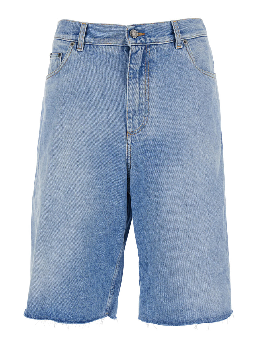 Bermuda Shorts Light Blue Denim Cotton