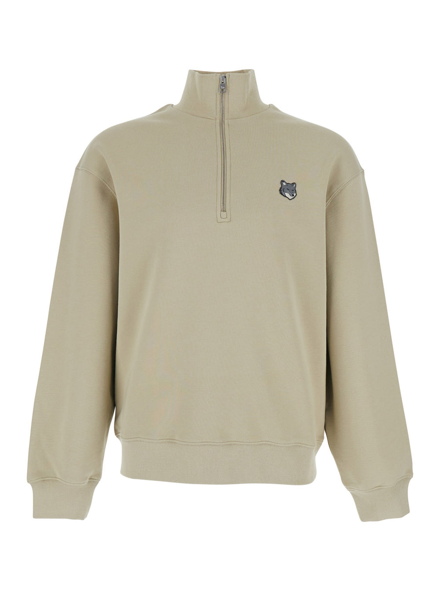 Sweatshirt High-Neck Green Cotton Sweatshirts
