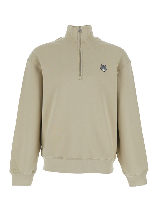 Sweatshirt High-Neck Green Cotton Sweatshirts