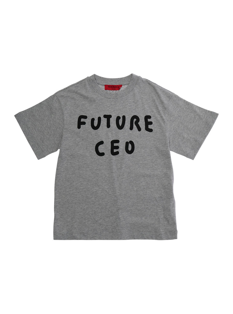 T-Shirt With Front Print Grey Cotton T-shirts
