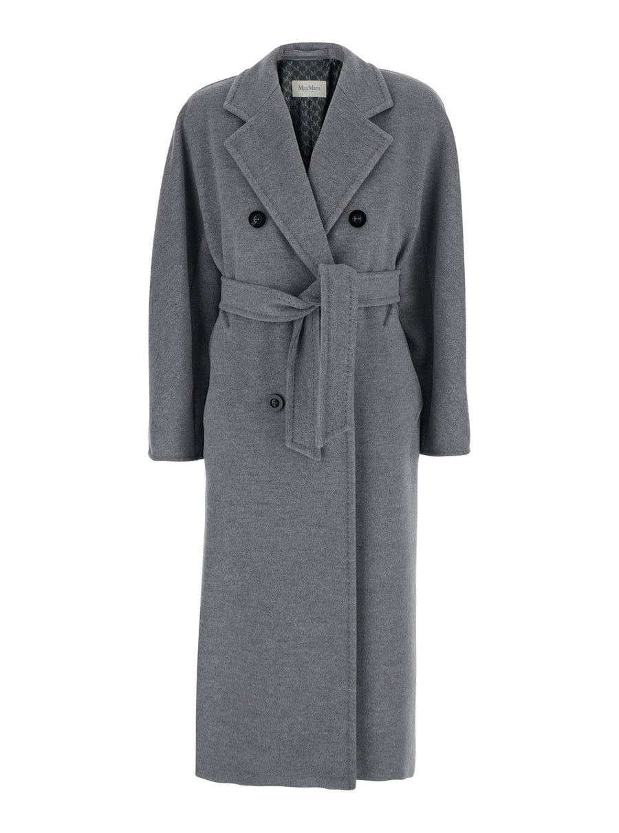 Double-Breasted Coat Madame Grey Wool-Cashmere Virgin Wool