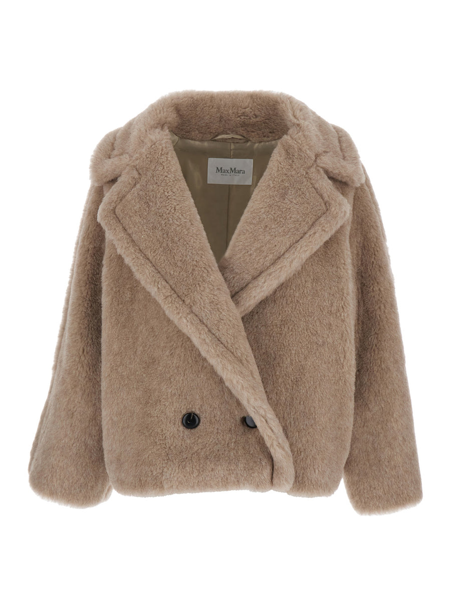 Double-Breasted Jacket Cambusa Beige Alpaca Coat