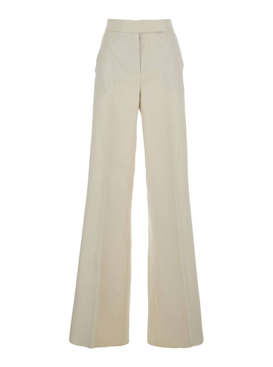 Trousers High-Waisted Linen Beige