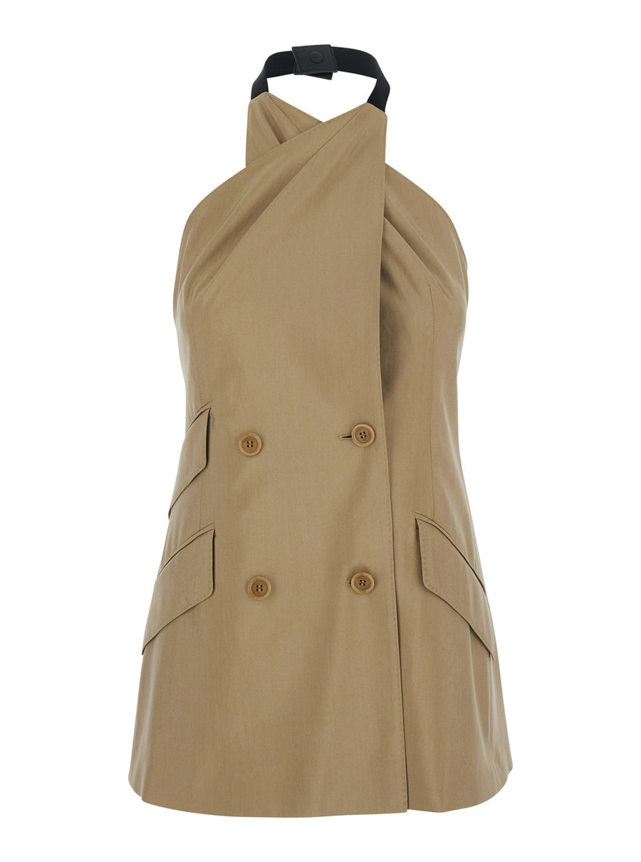 Dress Wool-Silk Beige Virgin Wool Blazers