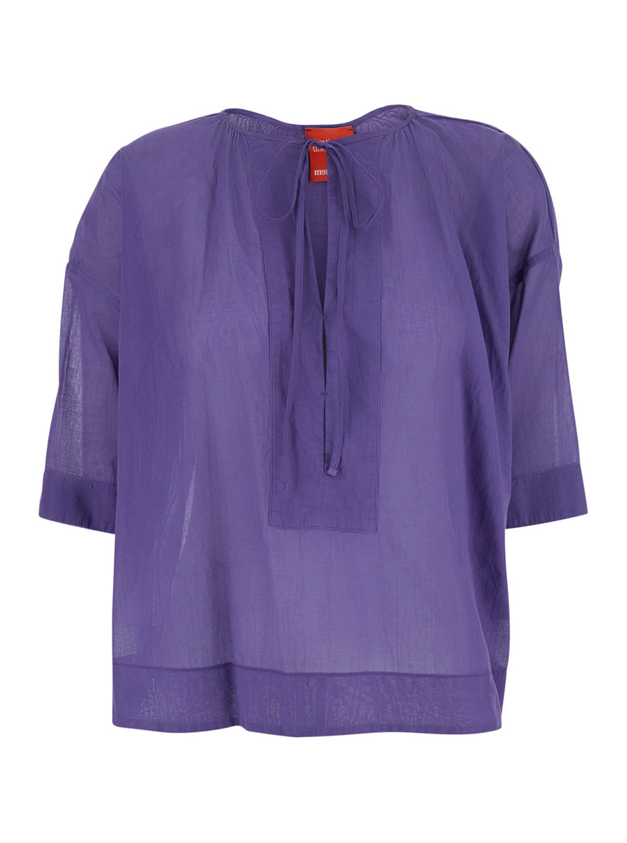 Blouse V-Neck Violet Viscose Blouses