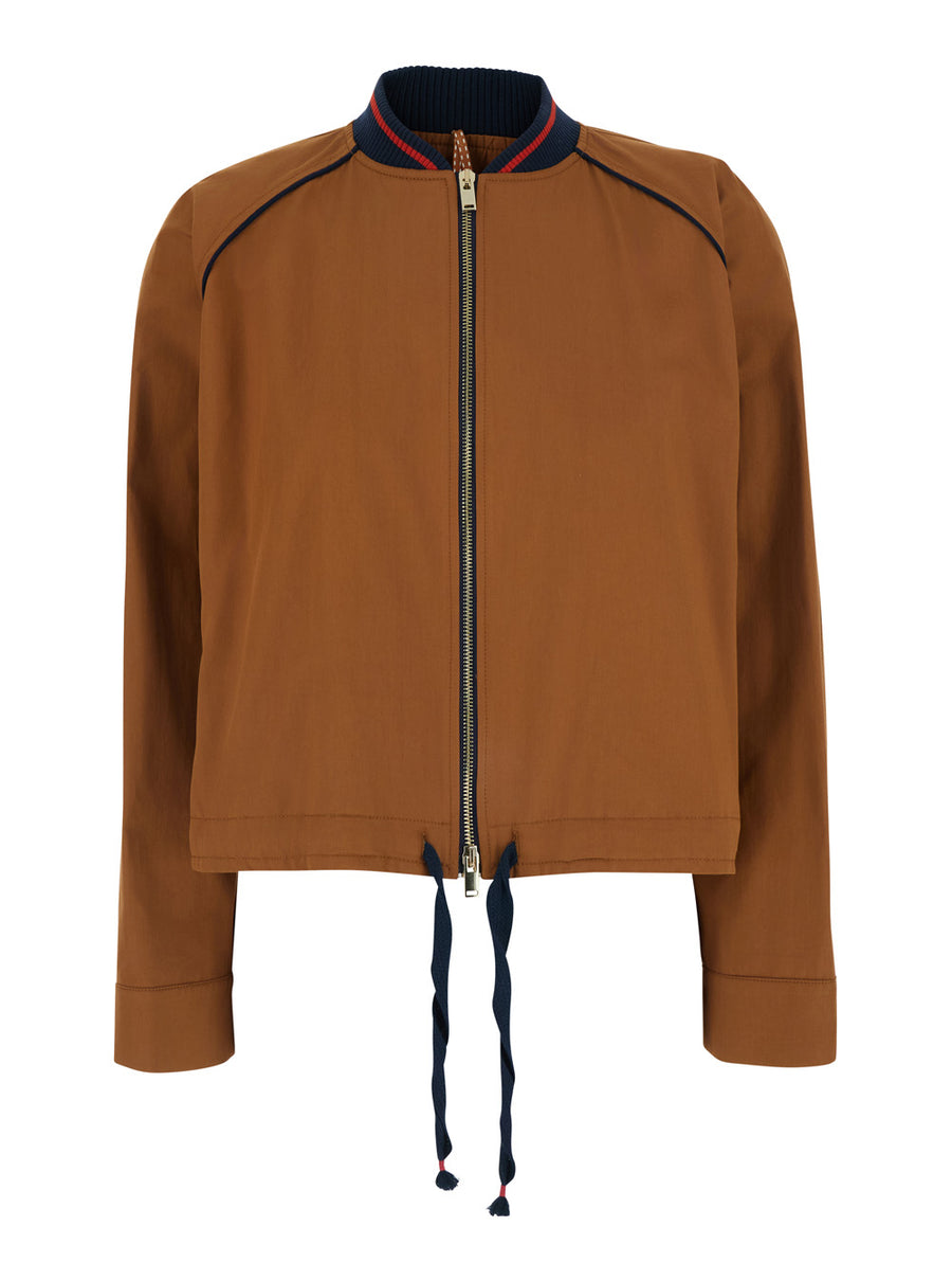 Bomber Jacket Brown Tech Fabric Coat