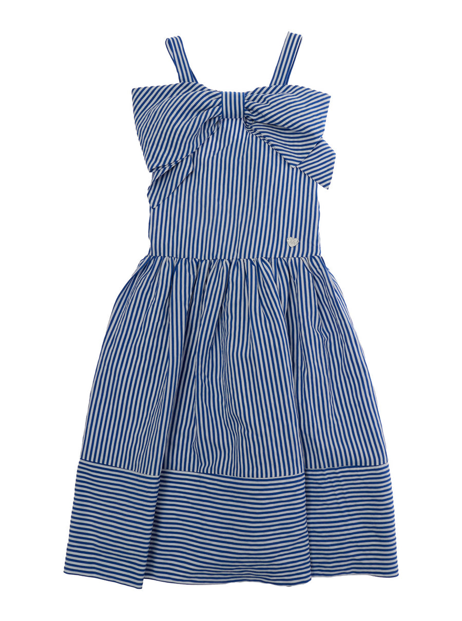 Dress With Maxi Bow, Blue Viscose