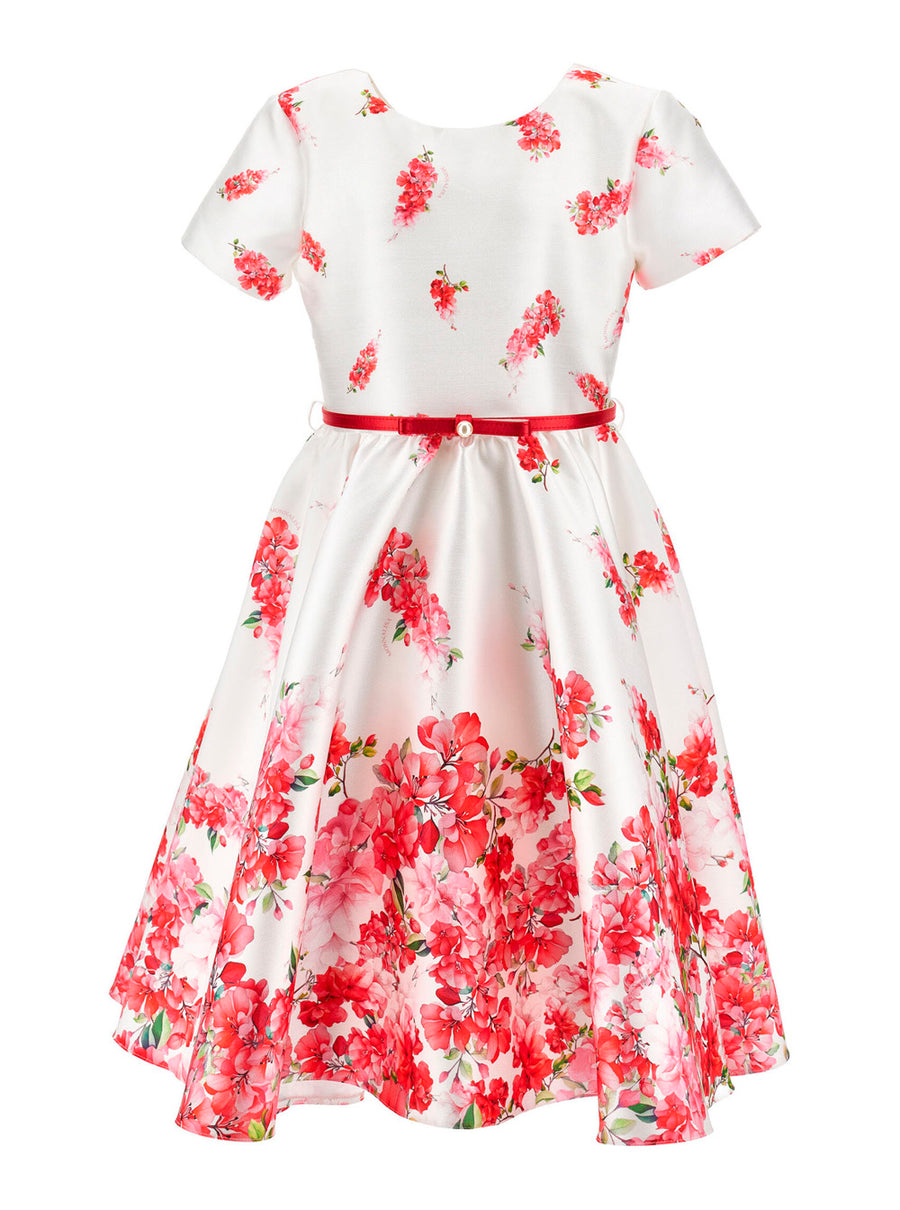 Dress, White Floral Polyester