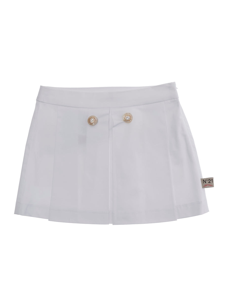 Skirt With Pleats, White Cotton