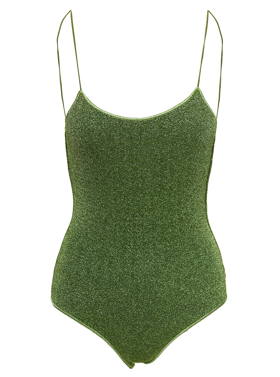 One-Piece Swimsuit Lumière Maillot Green Lurex Swimwear