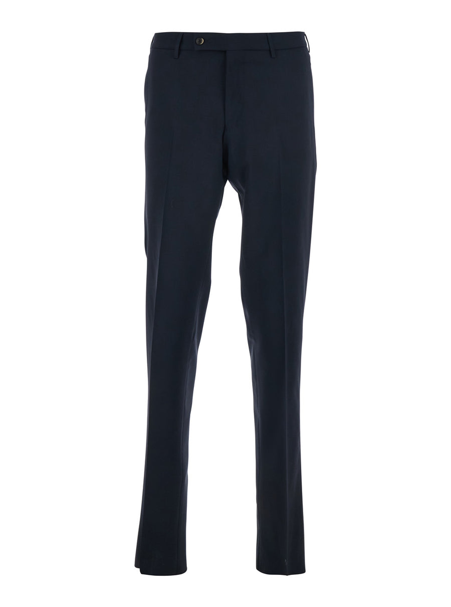 Slim Pants Blue Wool Virgin Trousers