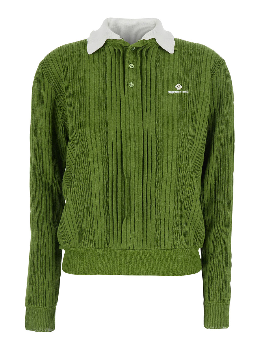 Pullover Linen Knit Green Tops