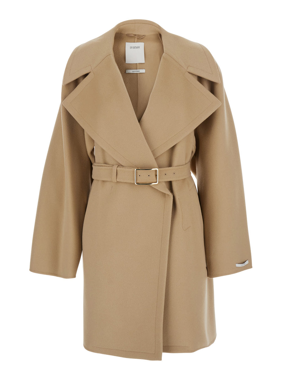 Coat, Beige Virgin Wool