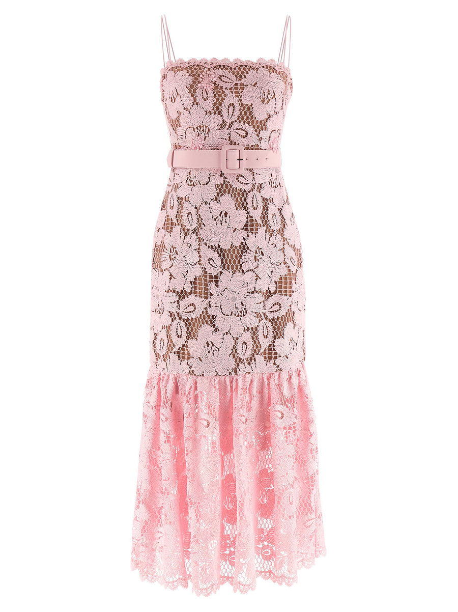 Self-Portrait Crochet Lace Dress — Pink