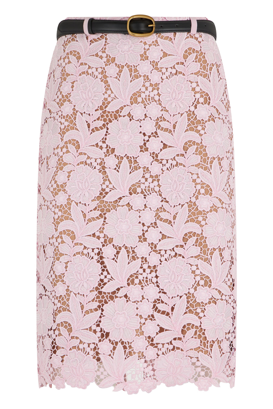 Lace Midi Skirt Pink Polyester