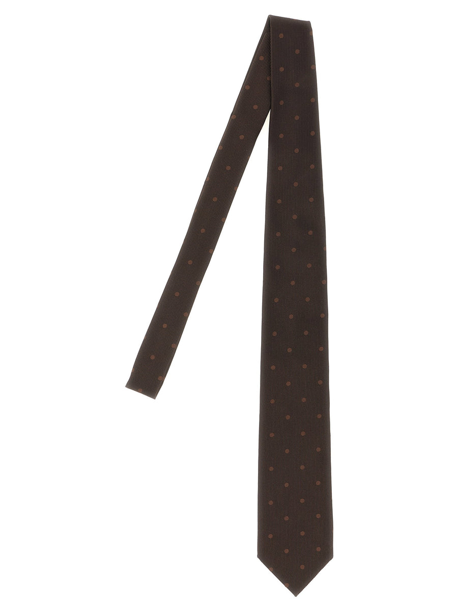 Tom Ford Polka Dot Silk Necktie — Brown