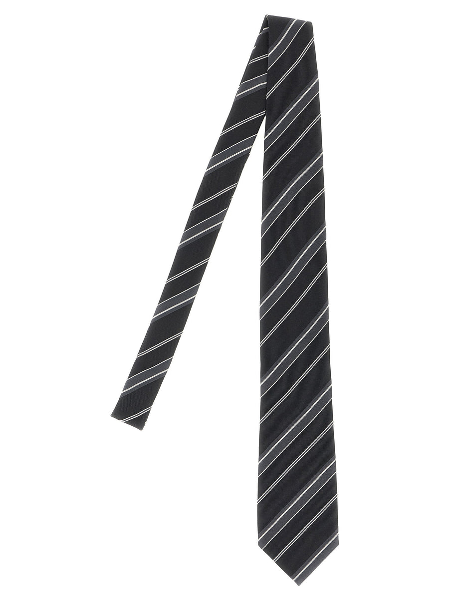 Tom Ford Diagonal-Striped Mulberry Silk Necktie — Black
