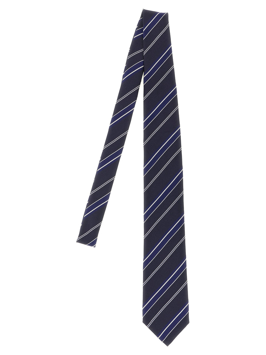 Tom Ford Diagonal-Striped Silk Necktie — Navy