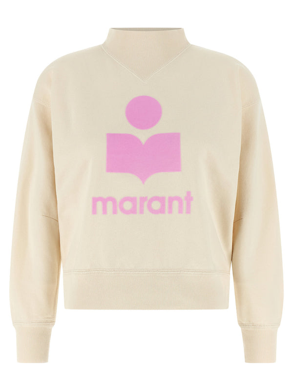Marant Etoile Logo-Flocked Cotton Sweatshirt — Cream
