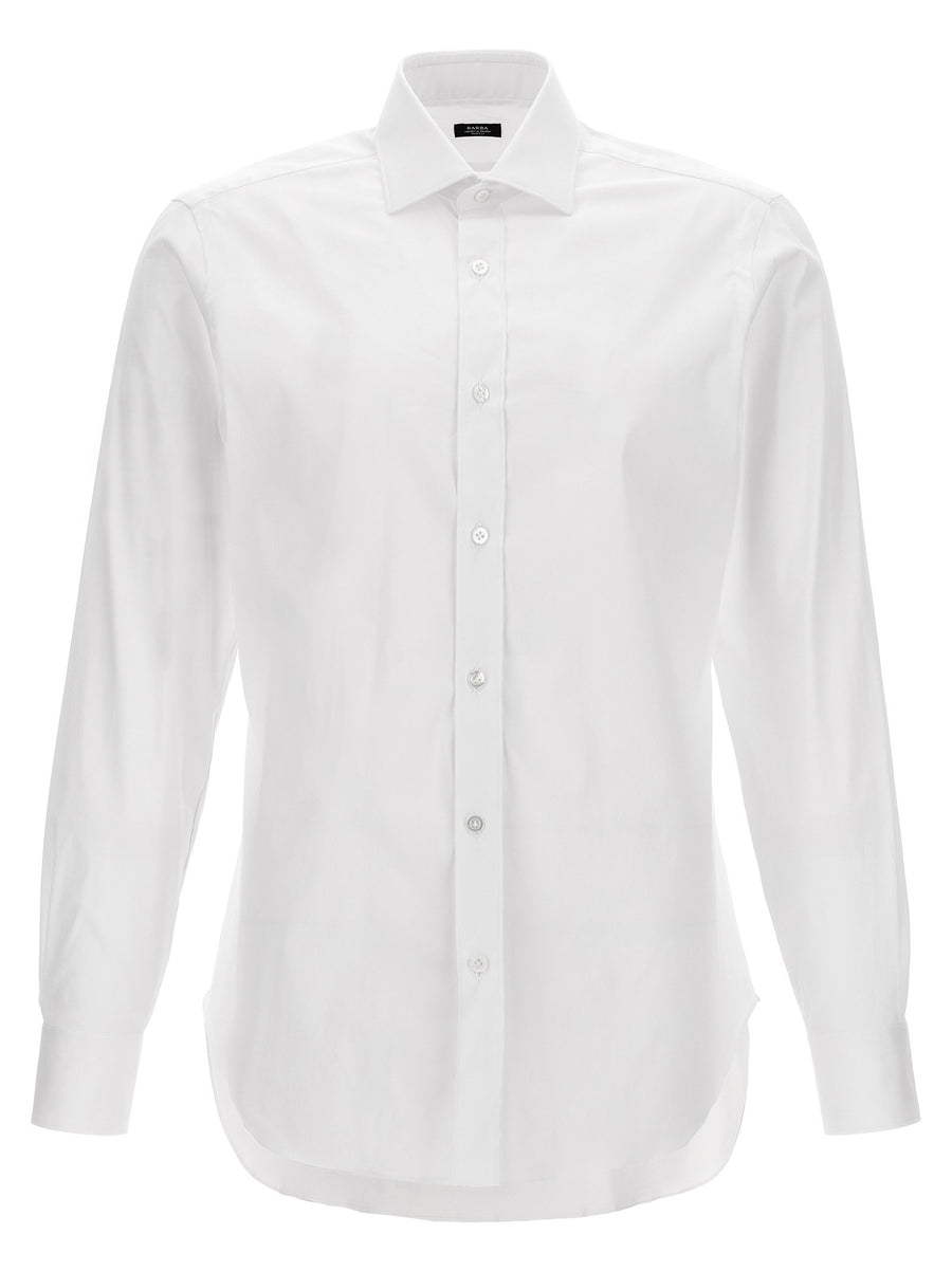 Barba Stretch Cotton Poplin Shirt — White