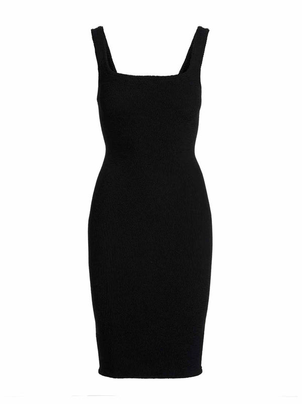Hunza G Seamless Crinkle Tank Dress — Black