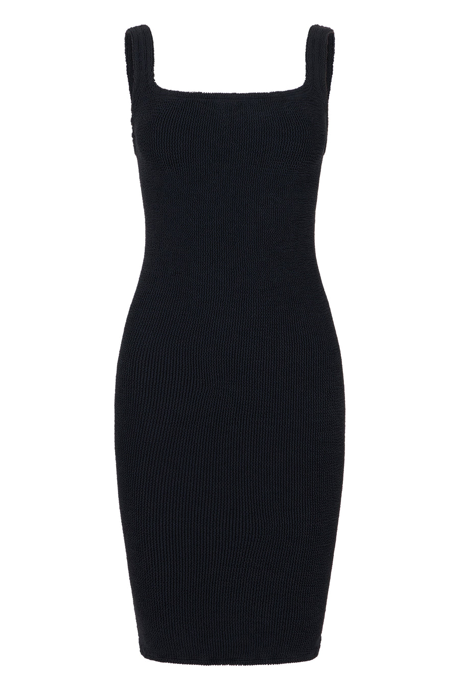 Midi Dress Square Neck Black Polyamide