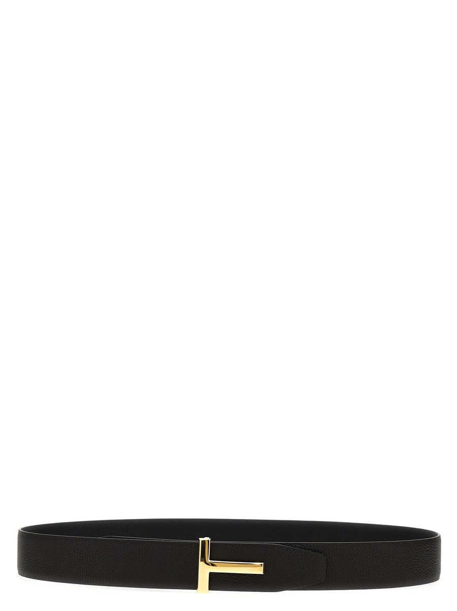 Tom Ford Logo Buckle Reversible Belt — Black
