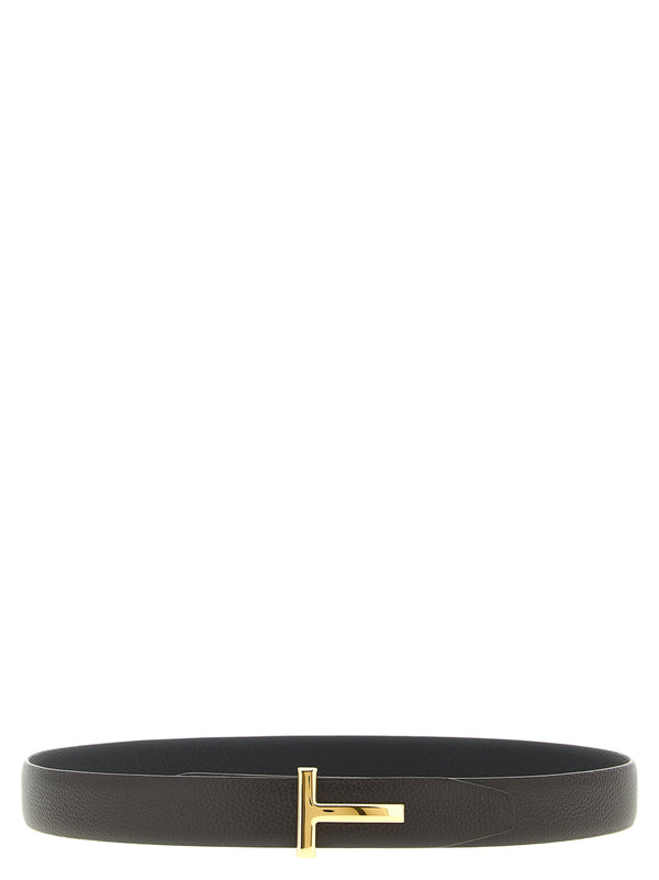 Tom Ford Hammered Leather Reversible Belt — Black