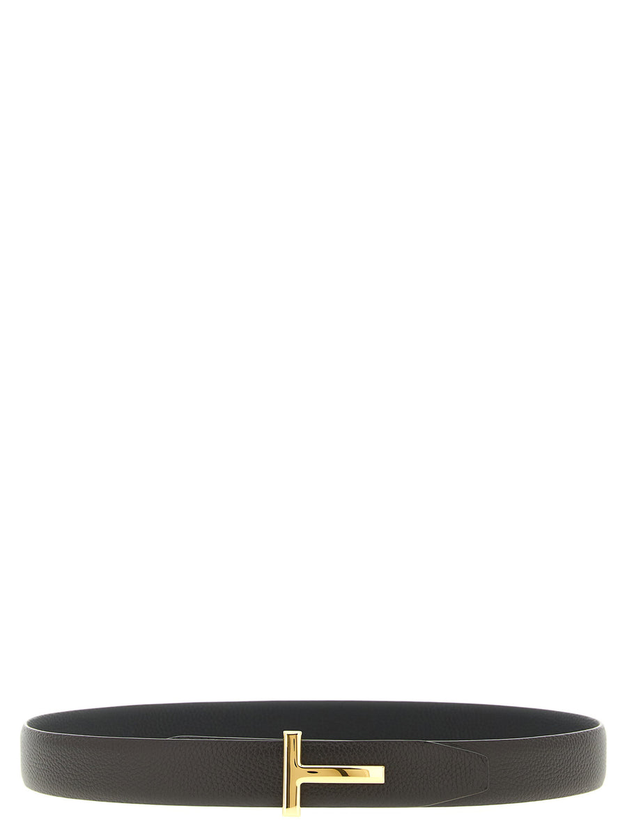Tom Ford Reversible Hammered Leather Belt — Black