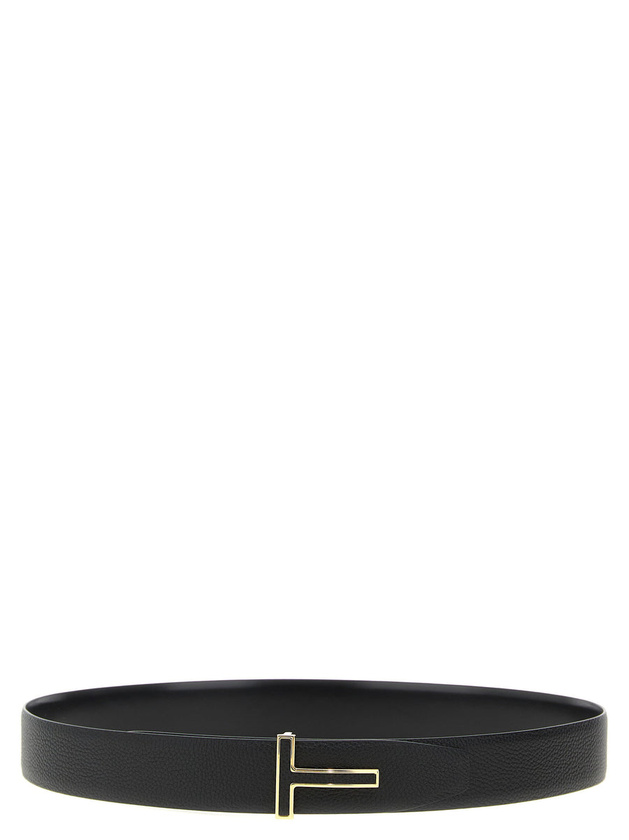 Tom Ford Logo Buckle Reversible Belt — Black