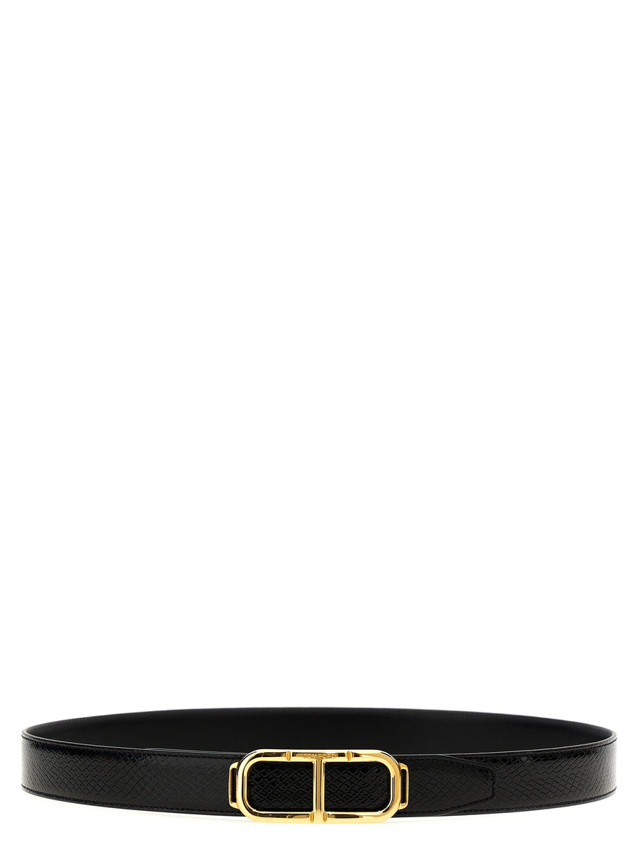 Tom Ford Logo Reversible Belt — Black