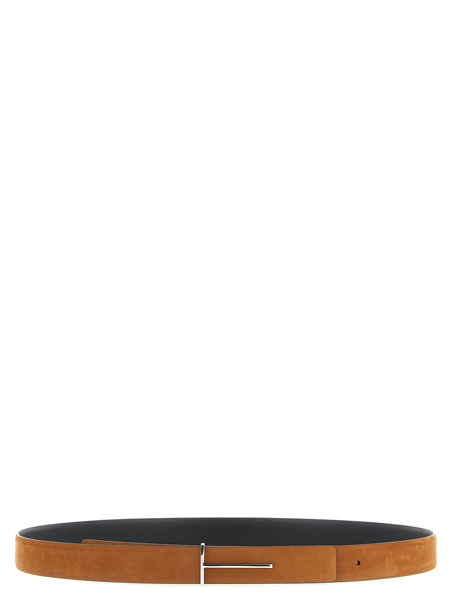 Tom Ford Reversible Nubuck and Leather Belt — tan