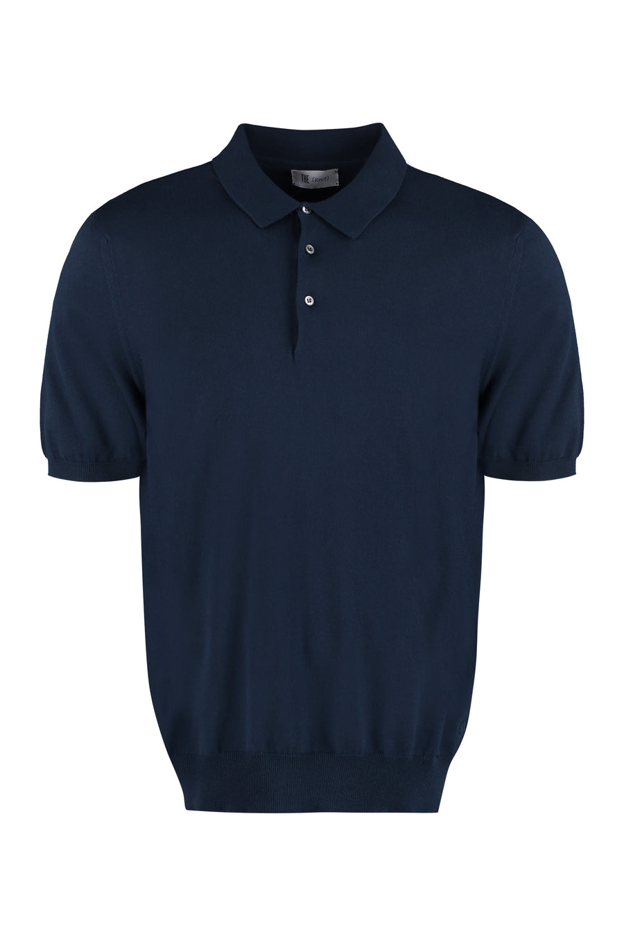 Cotton Knit Polo Shirt Blue