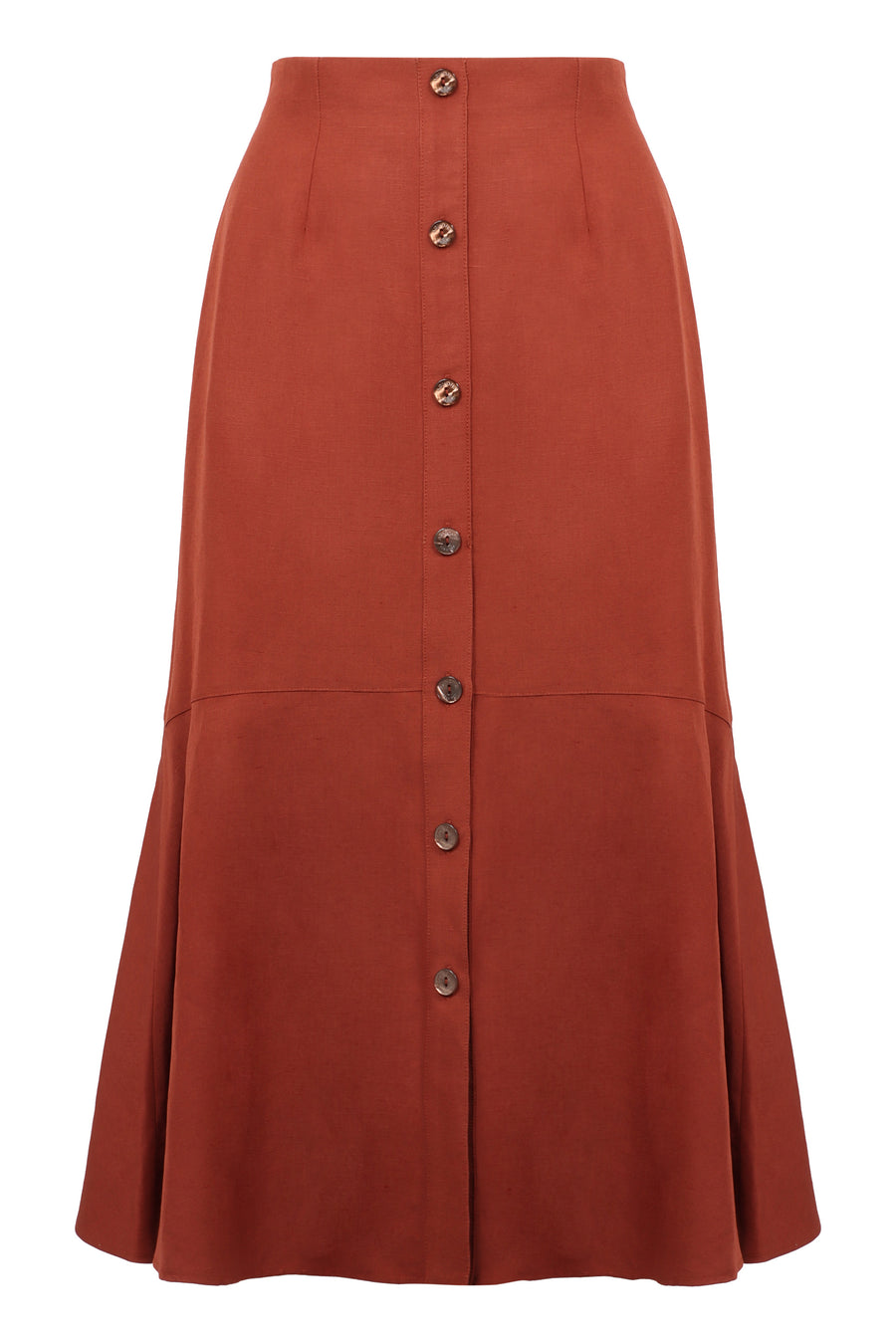 Red A-Line Midi Skirt Silk