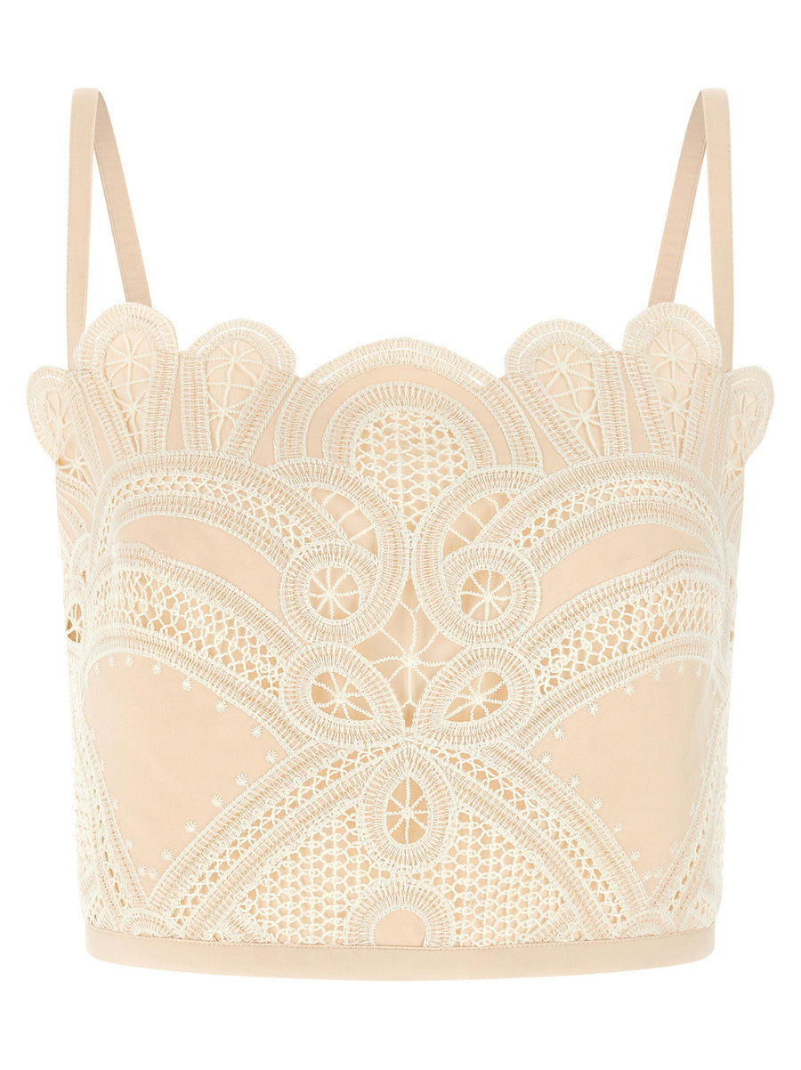 Elie Saab Macramé Lace Bralette — Cream