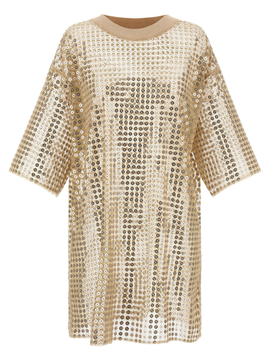 Fabiana Filippi Sequin-Embellished Mesh Dress — Champagne