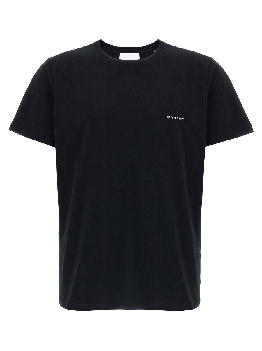 Marant Logo-Flocked Cotton T-shirt — Black