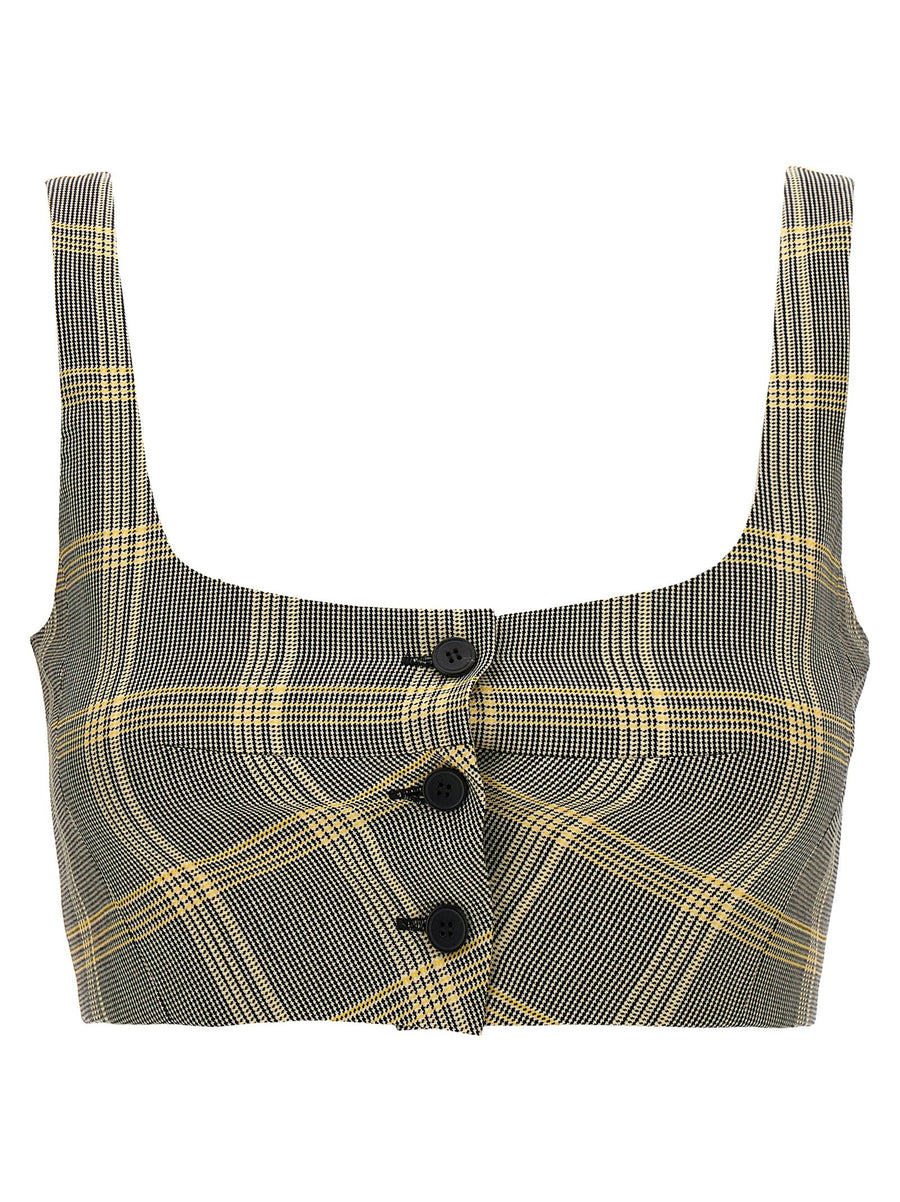 Marni Check-Print Wool Blend Crop Top — multicolor