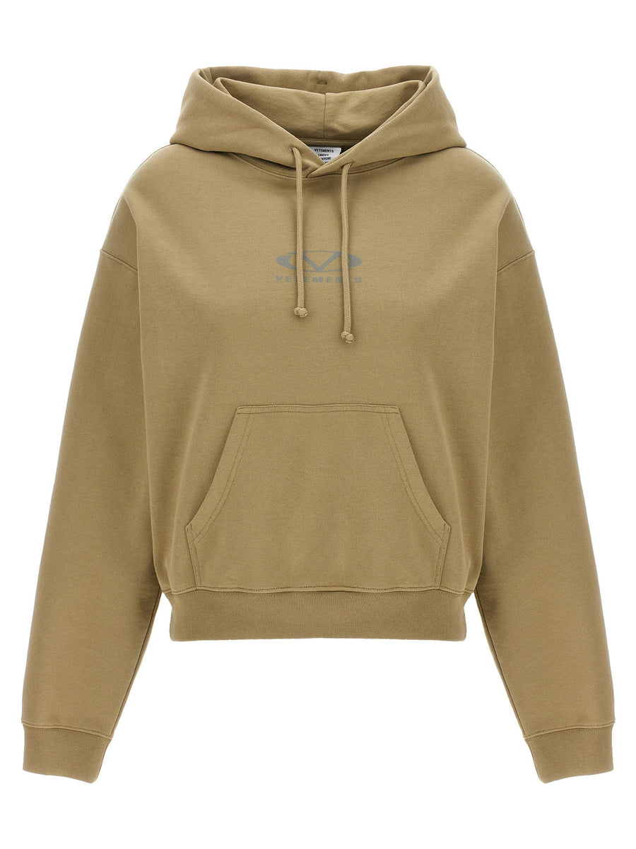 Vetements Oval Logo Embroidered Hoodie — Beige