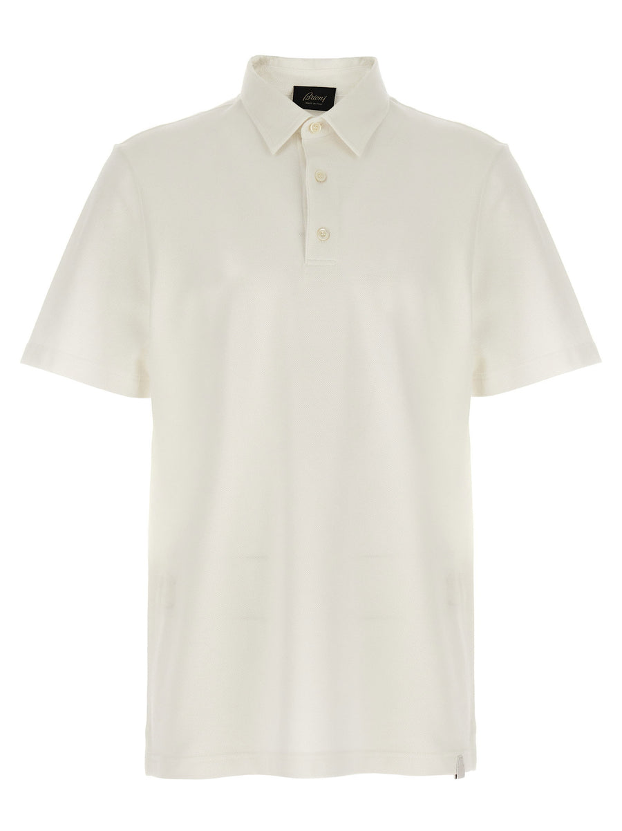 Brioni Organic Cotton Piqué Polo Shirt — Cream