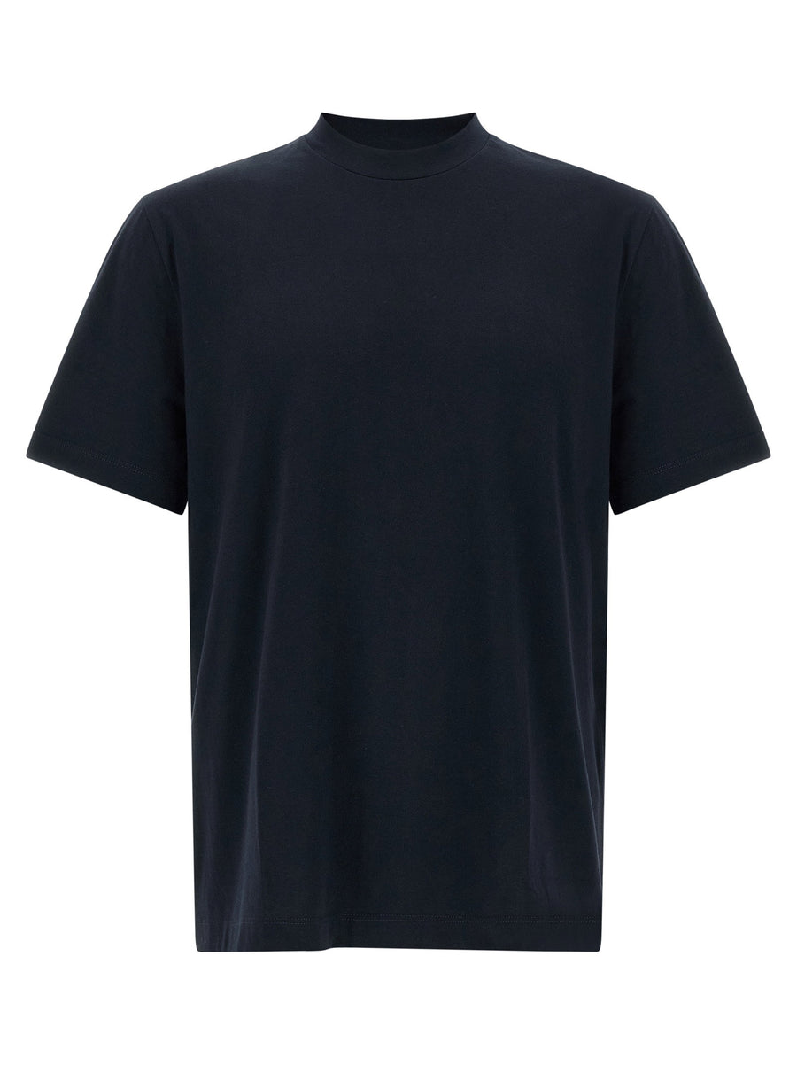 Brioni Tone-on-Tone Logo Embroidered T-Shirt — Navy