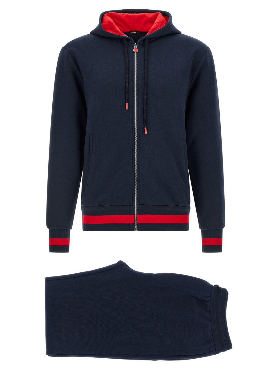 Kiton Color-Block Cotton Pant Suit — Navy