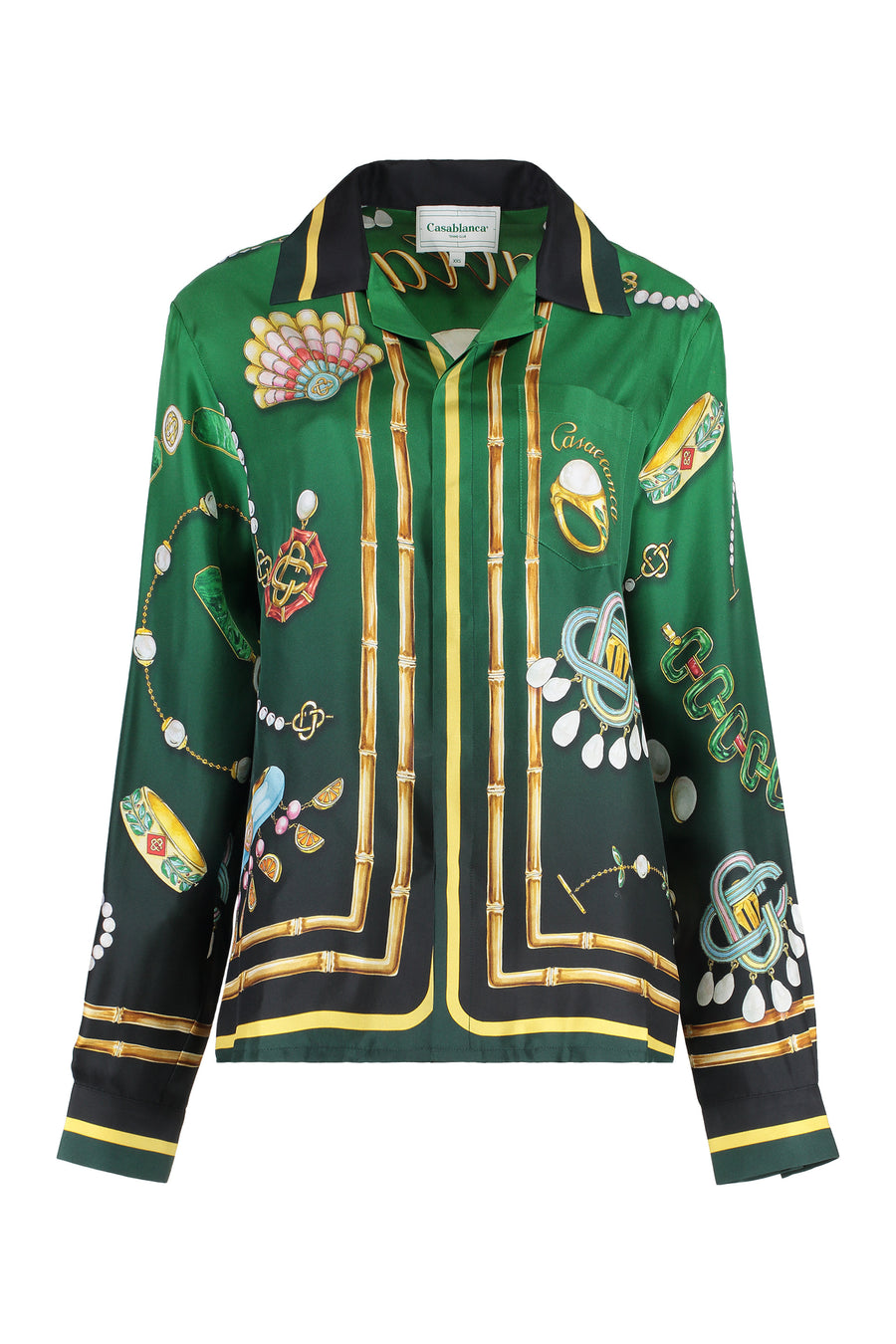 Printed Silk Shirt Green