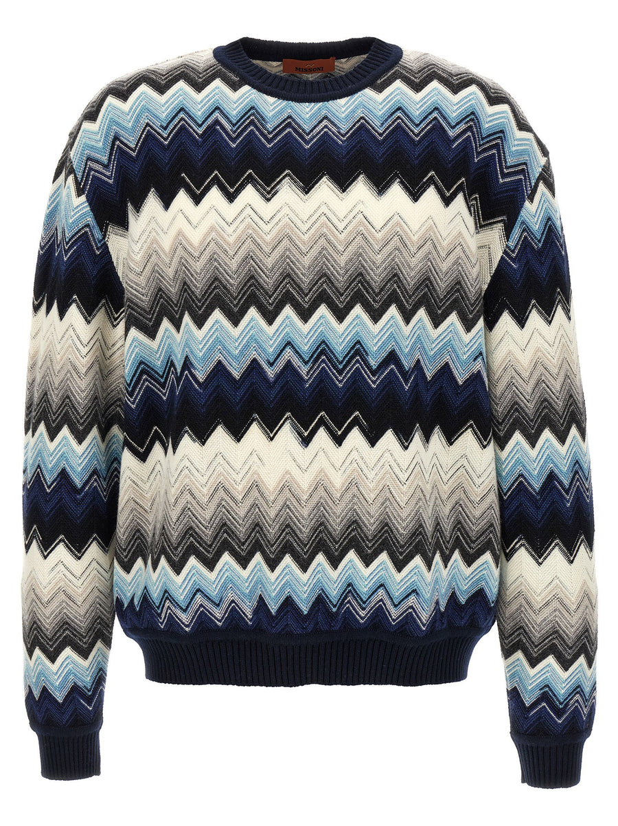 Missoni وشاح زيغزاغ صوف مزيج كنزة — كحلي