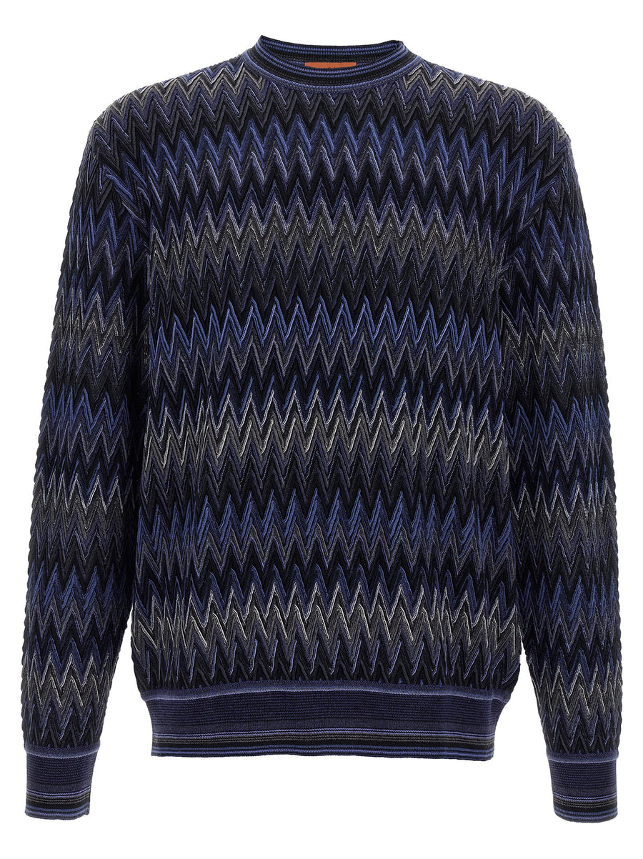 Missoni Zigzag-Knit Sweater — Navy