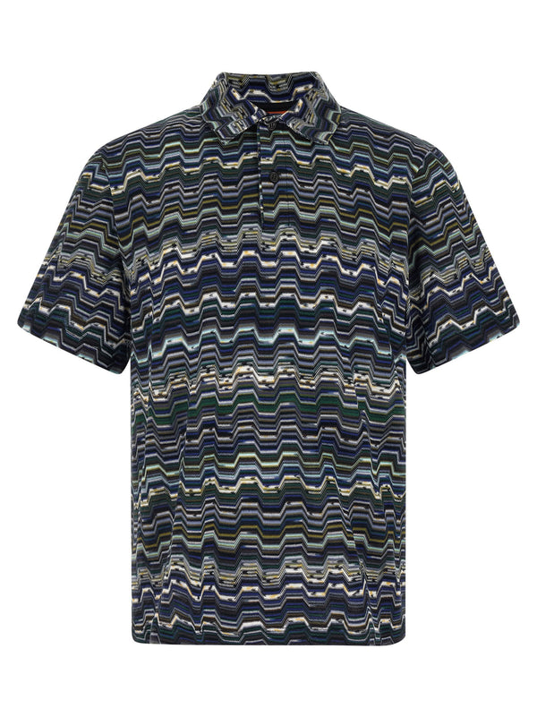 Missoni بولو بتصميم متعرج جاكار حياكة قميص — كحلي