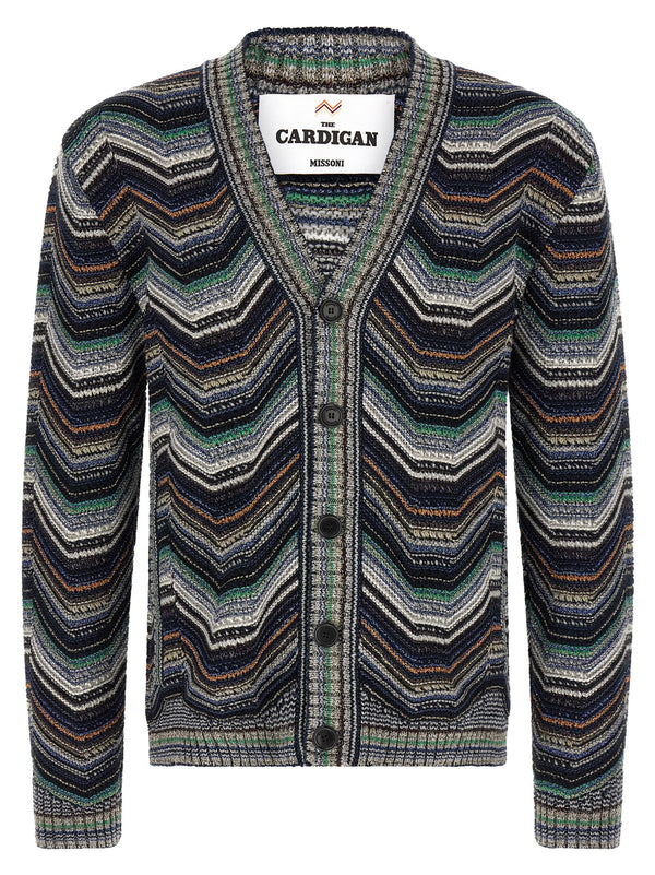 Missoni وشاح بتصميم متعرج حياكة كارديغان — رمادي فحمي