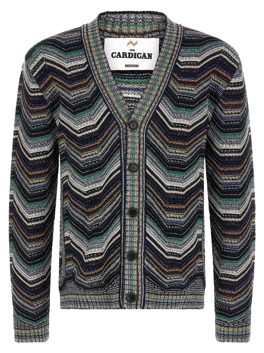Missoni Zigzag-Knit Cardigan — charcoal