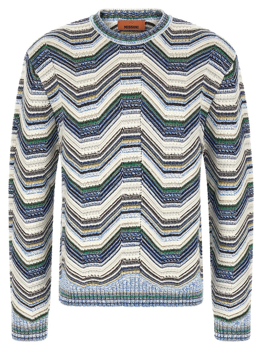 Missoni Geometric Zigzag Pattern Sweater — Cream