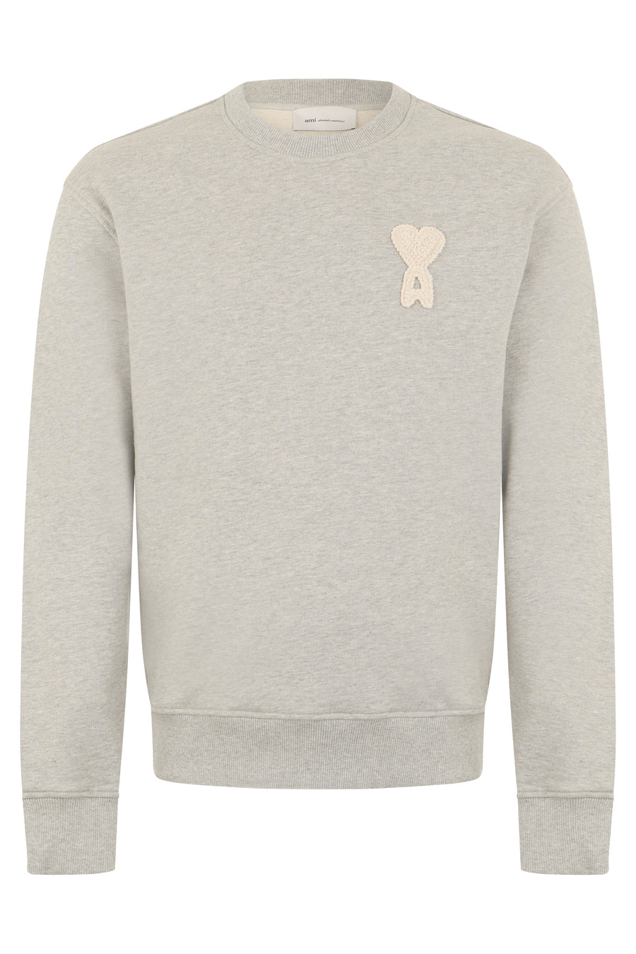 Sweatshirt With Embroidery Ash Grey Marl/white Cream Cotton Sweatshirts
